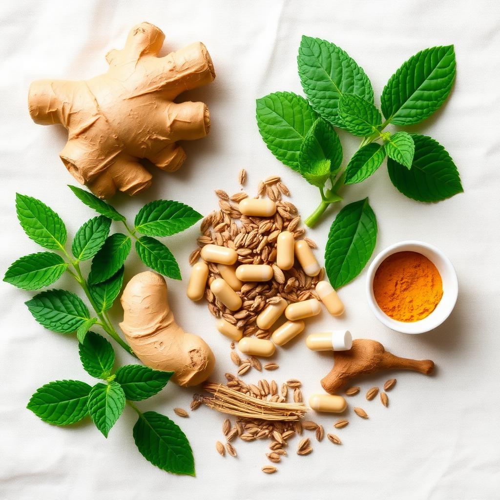 Natural ingredients in Sodatide Digestive Support: ginger, peppermint, fennel, turmeric, probiotics